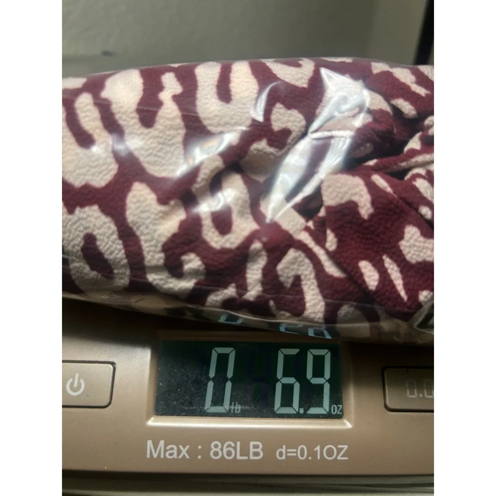 Michael Kors Maroon Animal Pring Long Bell Sleeve Women's Top Large Sheer Dinner